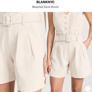 New Blank NYC Belted Linen Shorts